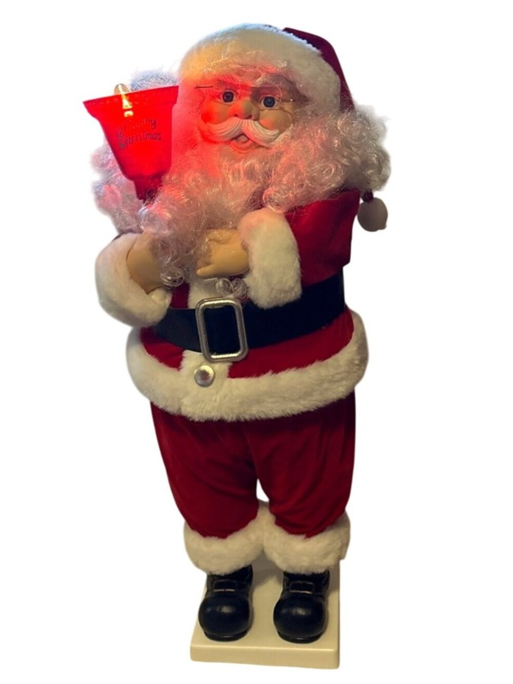 Telco Motionette Santa Claus Figure Holding Red Light Up Bell 23.5" Tall